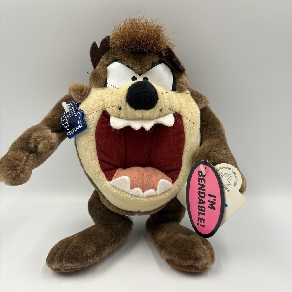 Vintage Applause Looney Tunes Taz Tasmanian‎ Devil Plush Stuffed Toy Bendable